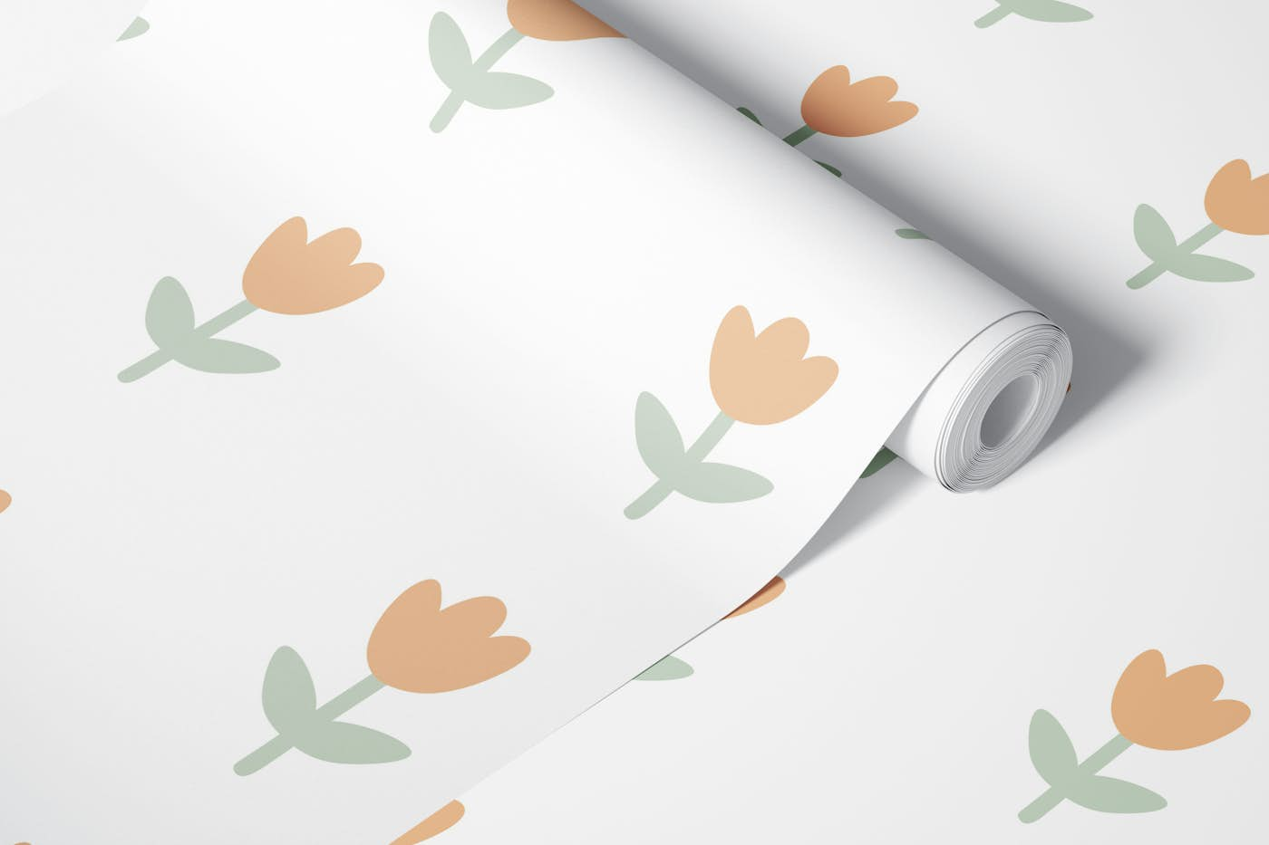 Soft Peach Tulip Pattern wallpaper roll