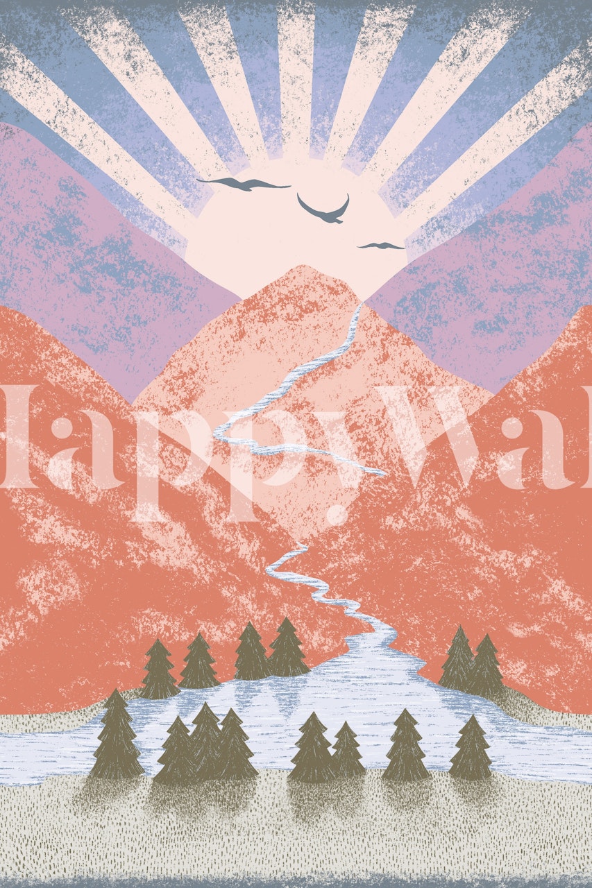 Intangible sunrise behang in een gezellige kamer