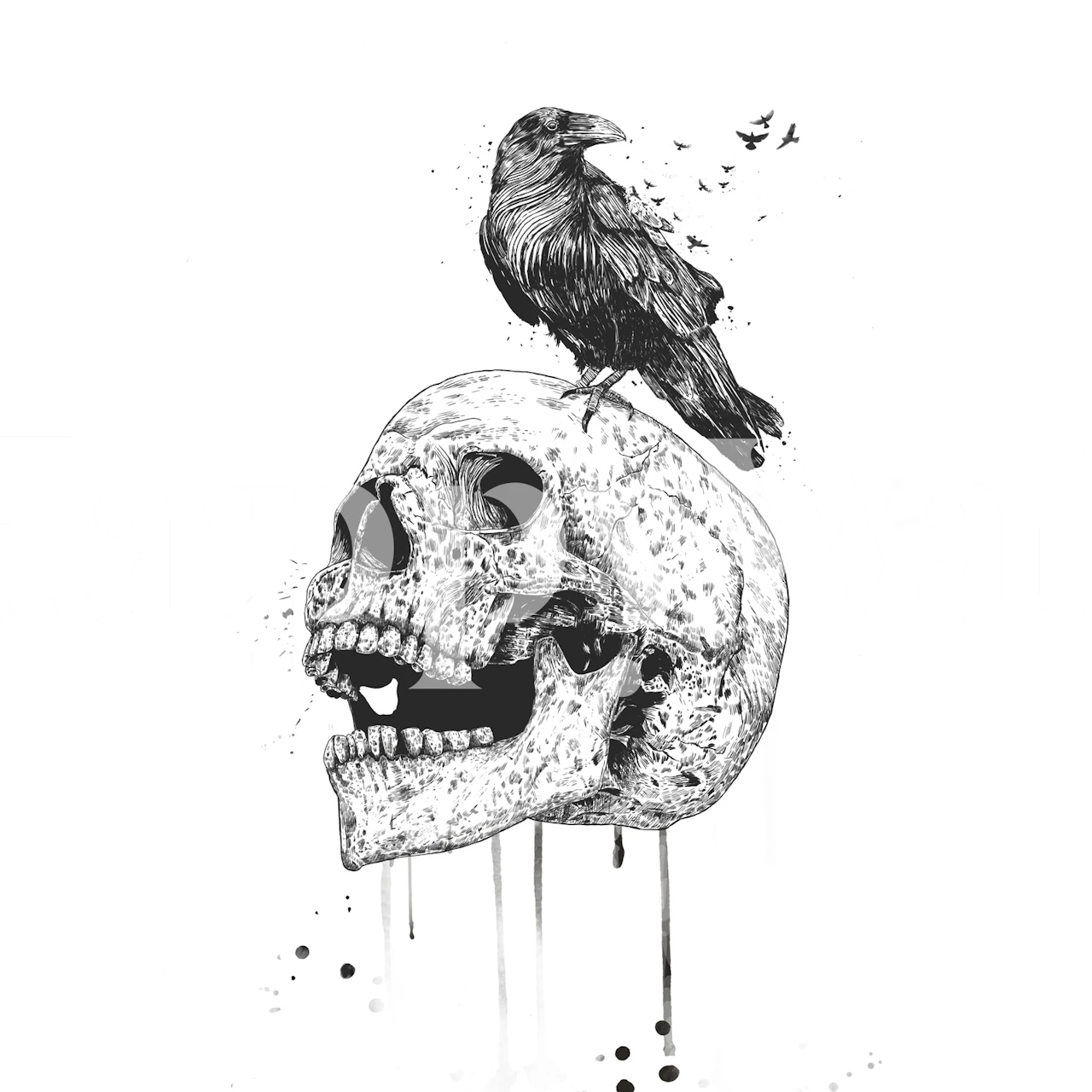 Skull wallpaper in a modern interior