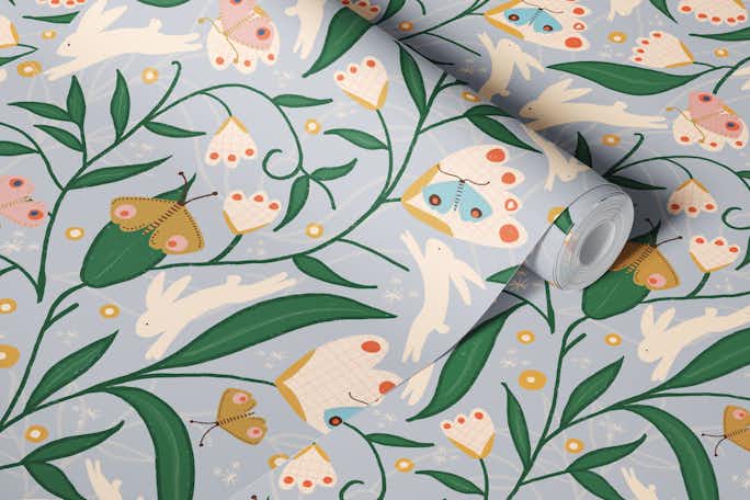 Forest Bunny Biome Lavenderwallpaper roll