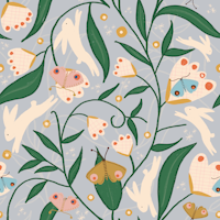 Forest Bunny Biome Lavender ταπετσαρία