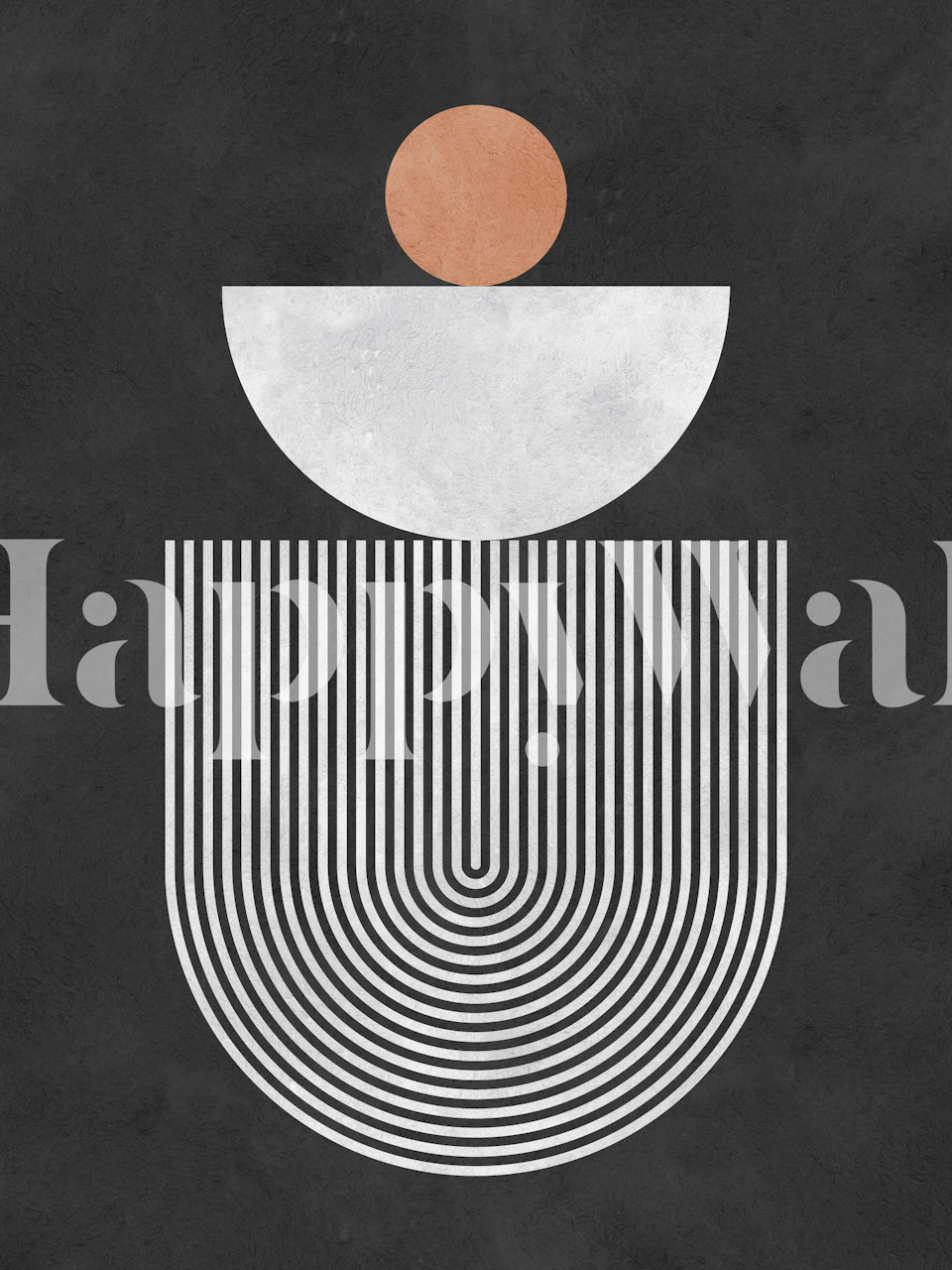 Carta da parati astratta minimalista con linee e un cerchio su uno sfondo scuro