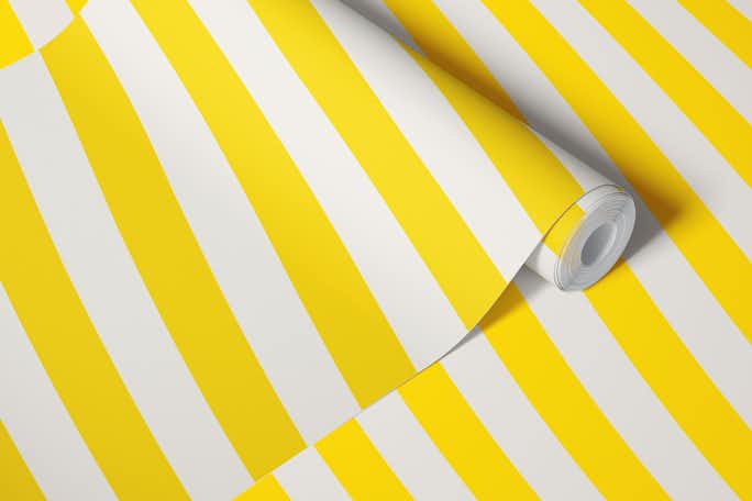 Yellow Scandi Mid Century Modern Wave Stripeswallpaper roll