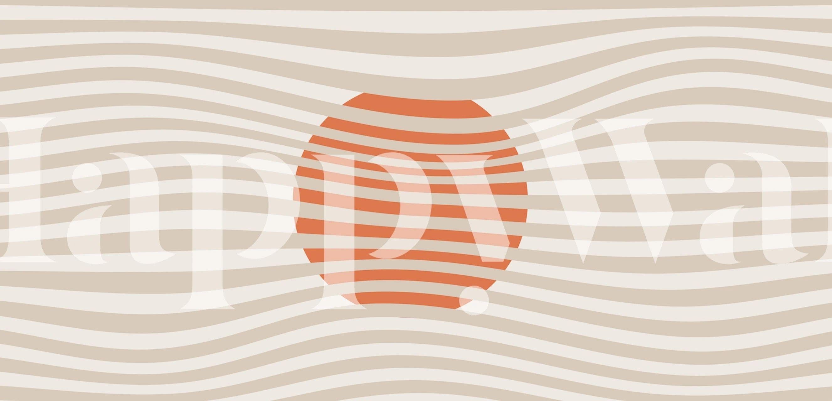 Abstract wave line pattern with central circle in earthy tones for wall mural