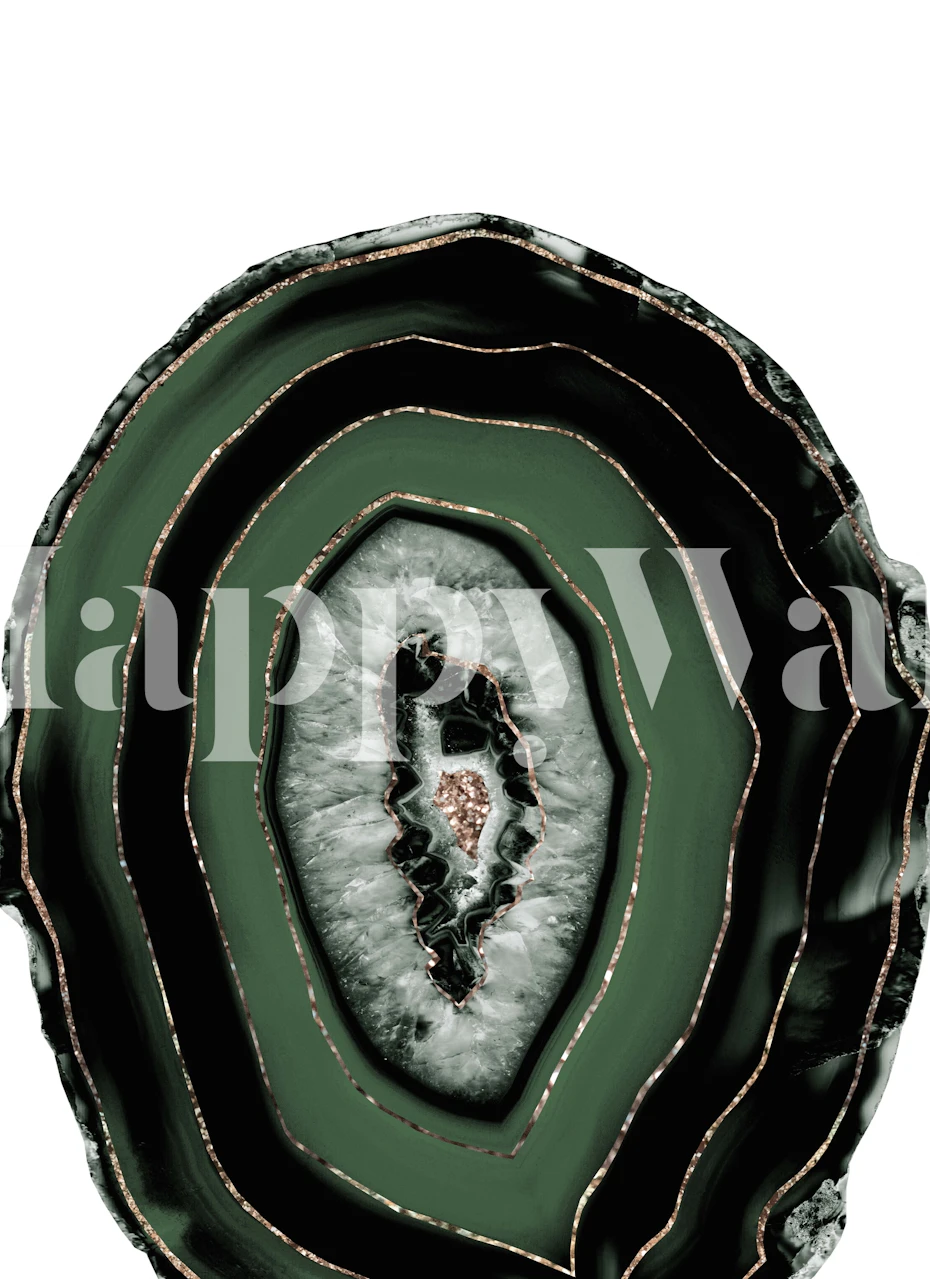 Green and black agate patterns with gold accents wallpaper