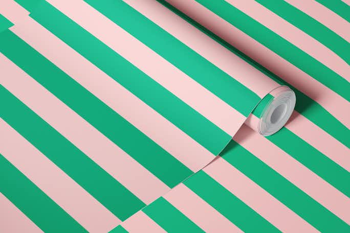 Green Pink Striped Seventies Artwallpaper roll