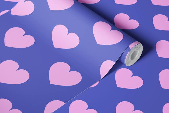 Retro Hearts Pattern in Pink and Purplewallpaper roll