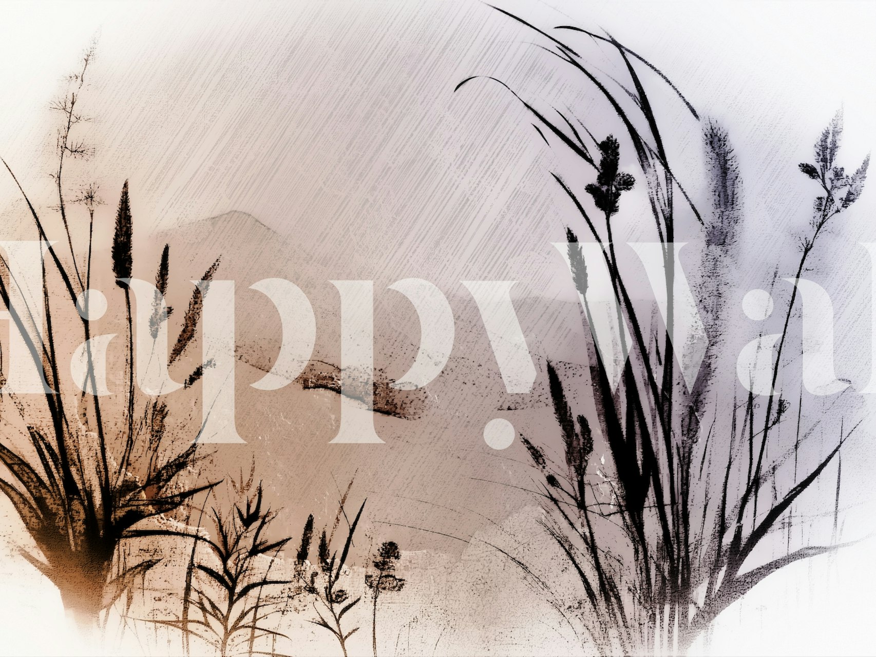 Fototapeta Skandinávská louka s rostlinami silueta