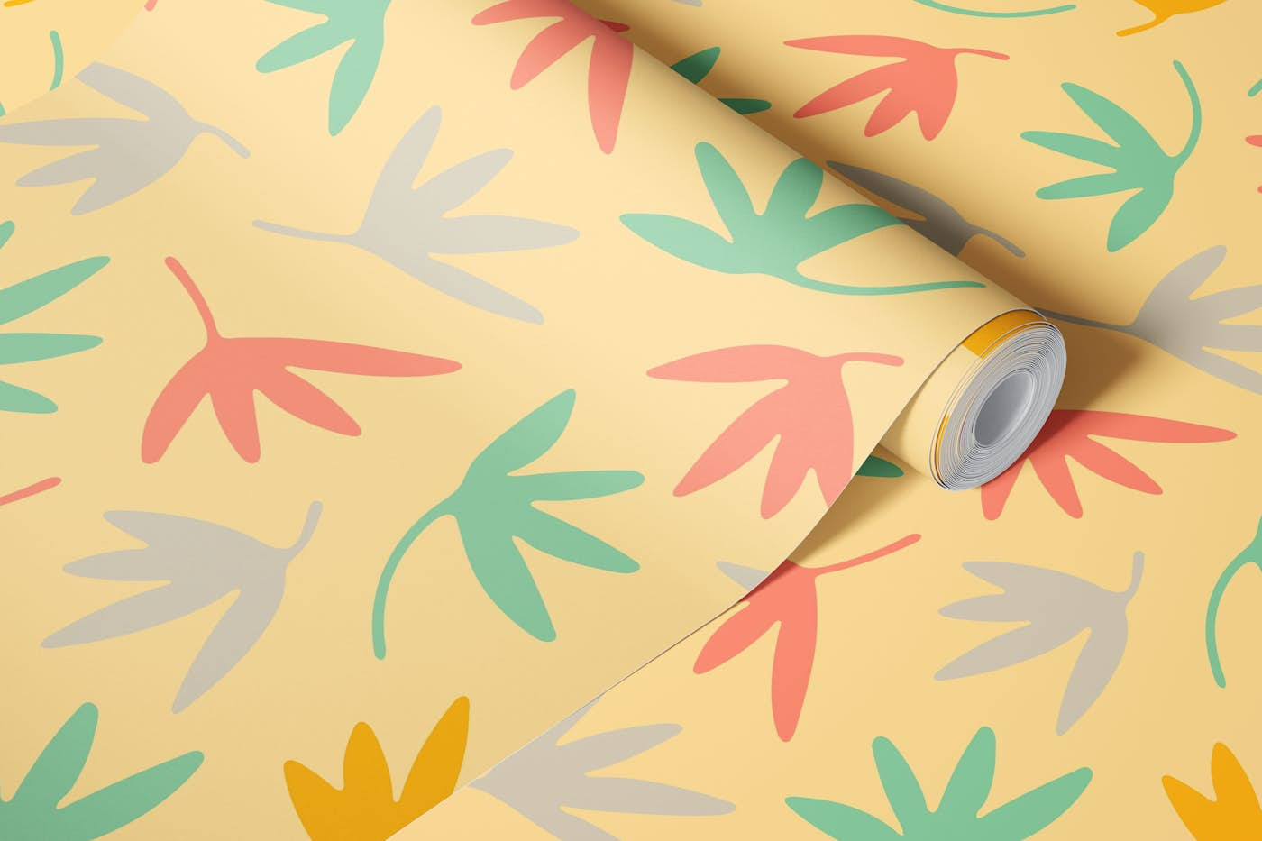 PETALS Retro Scattered Floral - Warm Cream wallpaper roll