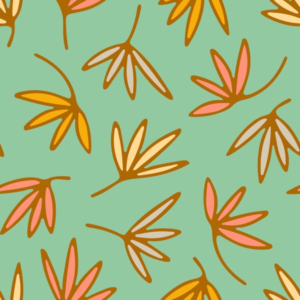 PETALS Retro Scattered Floral - Brown Mint