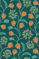 TANGLED Climbing Flower Vines - Teal Green wallpaper