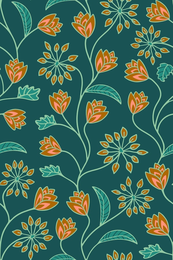 TANGLED Climbing Flower Vines - Teal Green