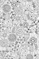 COLOURING BOOK FLOWERS Black & White Line tapet