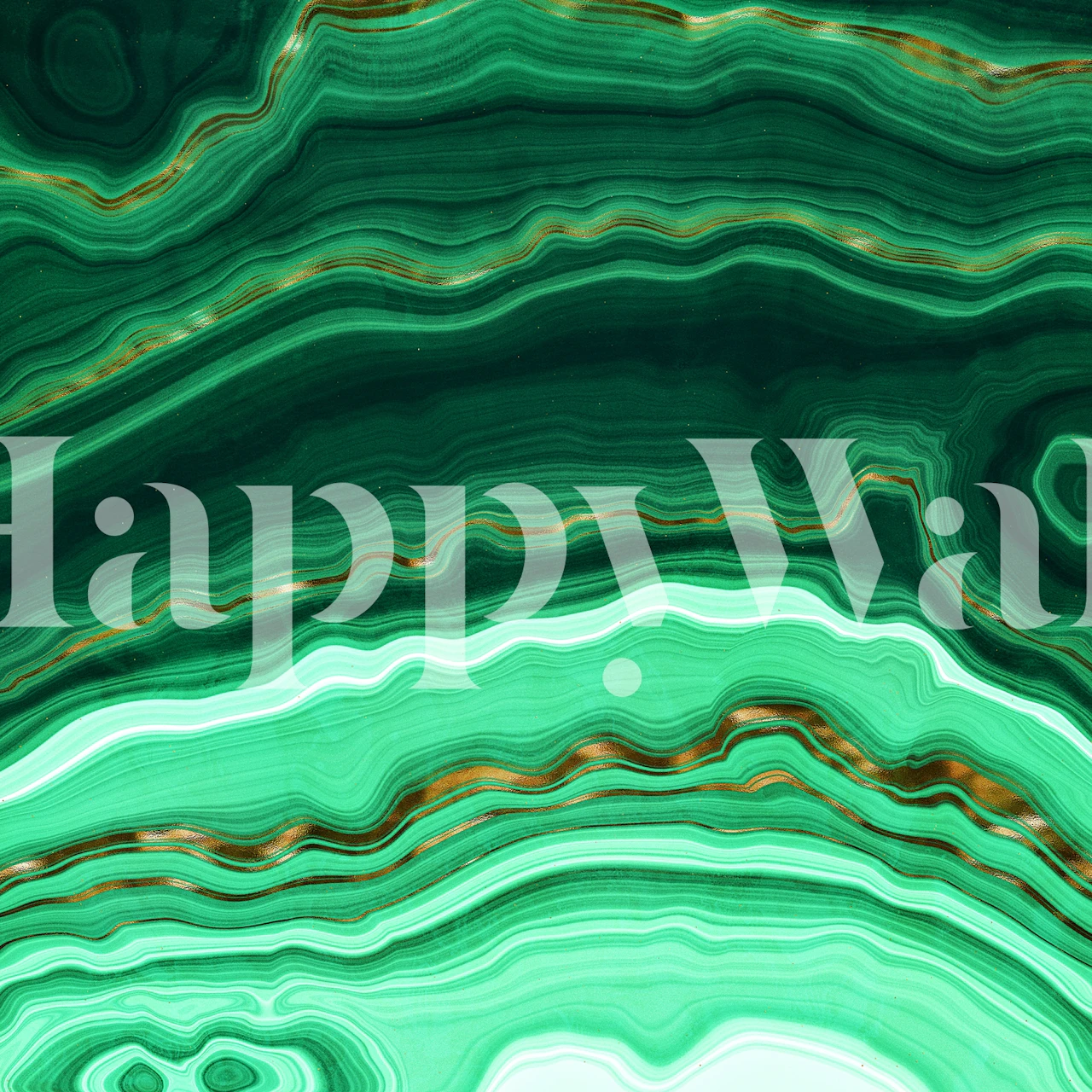 Intricate pattern of Green & Gold Malachite Marble Wallpaper