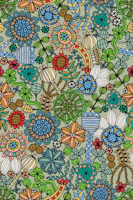 COLOURING BOOK FLOWERS Retro 70s Colours tapet