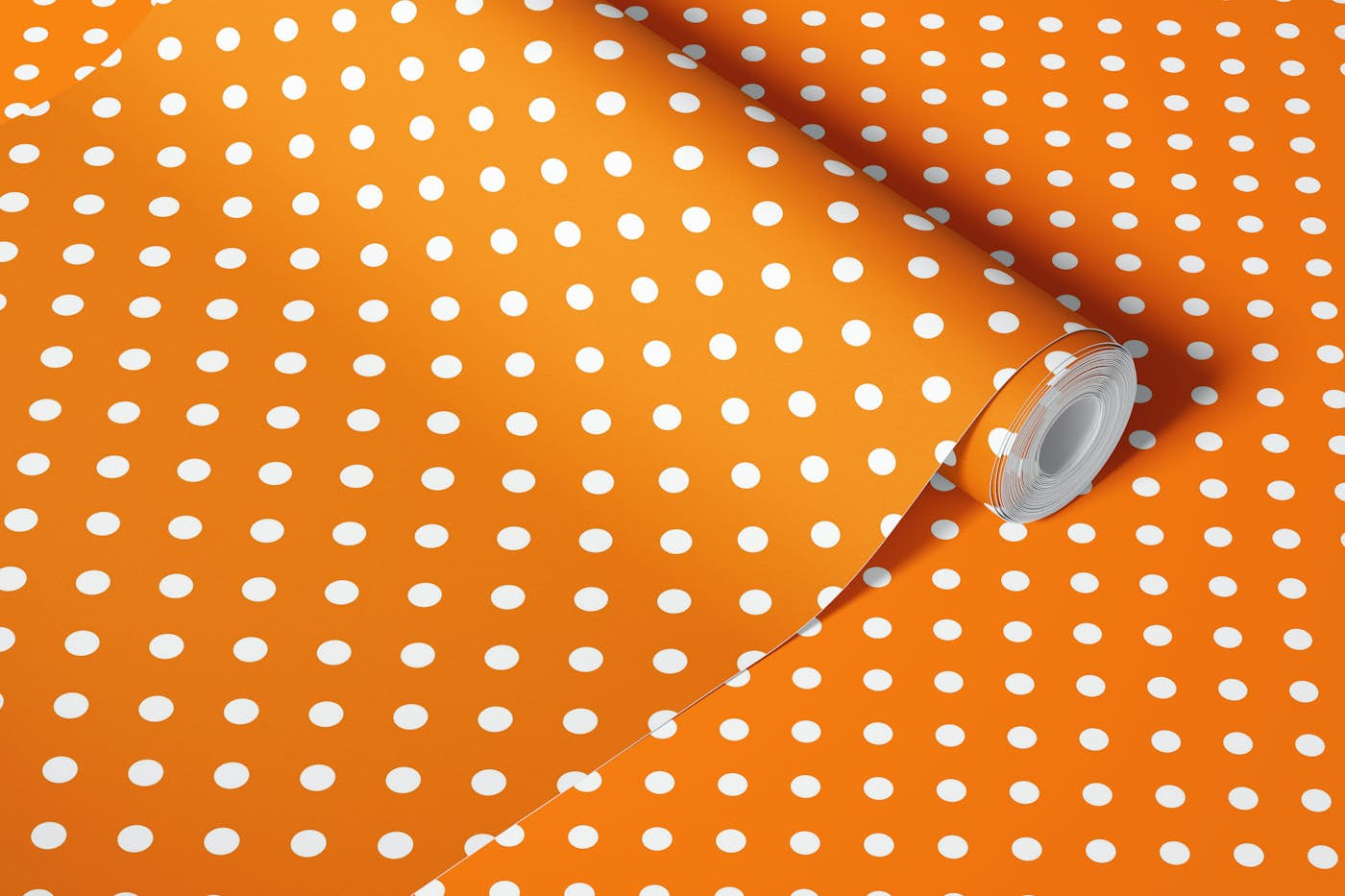 Polka Dots - White on Orange wallpaper roll