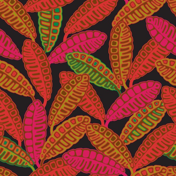 CALATHEAS Mod Tropical Leaves Fuchsia Orange