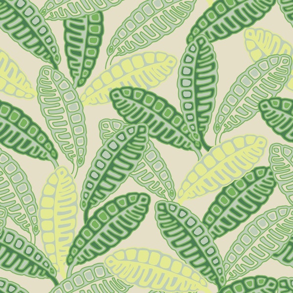 CALATHEAS Mod Tropical Leaves Green Yellow