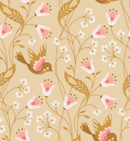 Birdie beige carta da parati