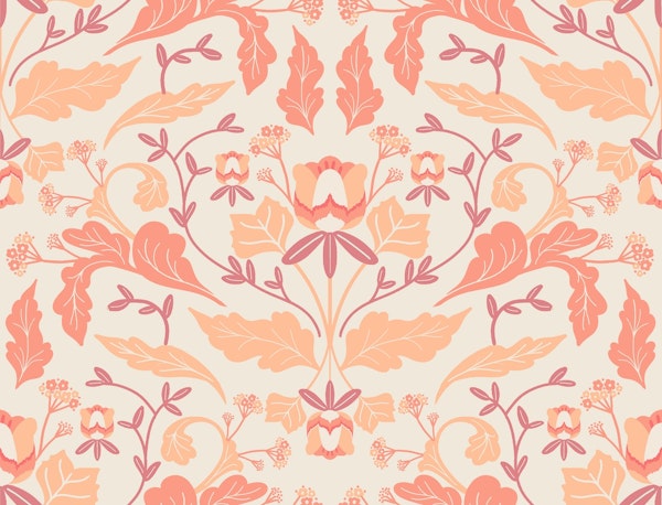 Tulip Tree Flowers Pattern Peach Fuzz