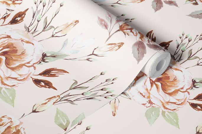 The Calm Watercolor Floral Lisianthuswallpaper roll