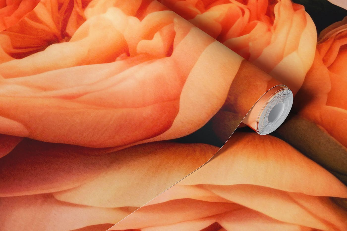 Bold Peach Baroque Summer Peonies wallpaper roll