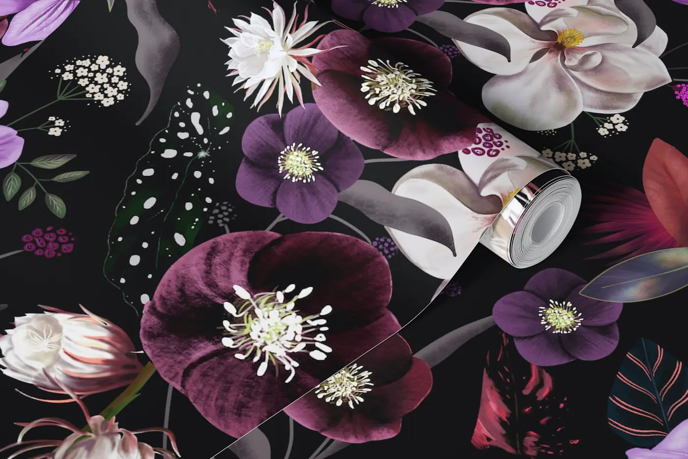 Midnight Dark Botanical Dream M wallpaper roll