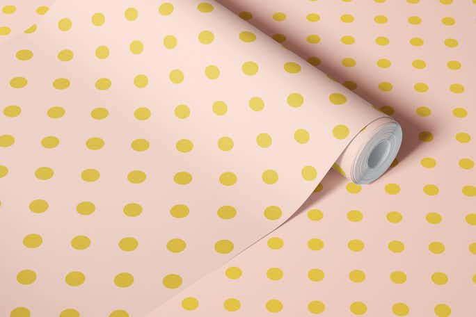 Polka Dots - Pink with Gold Dotswallpaper roll
