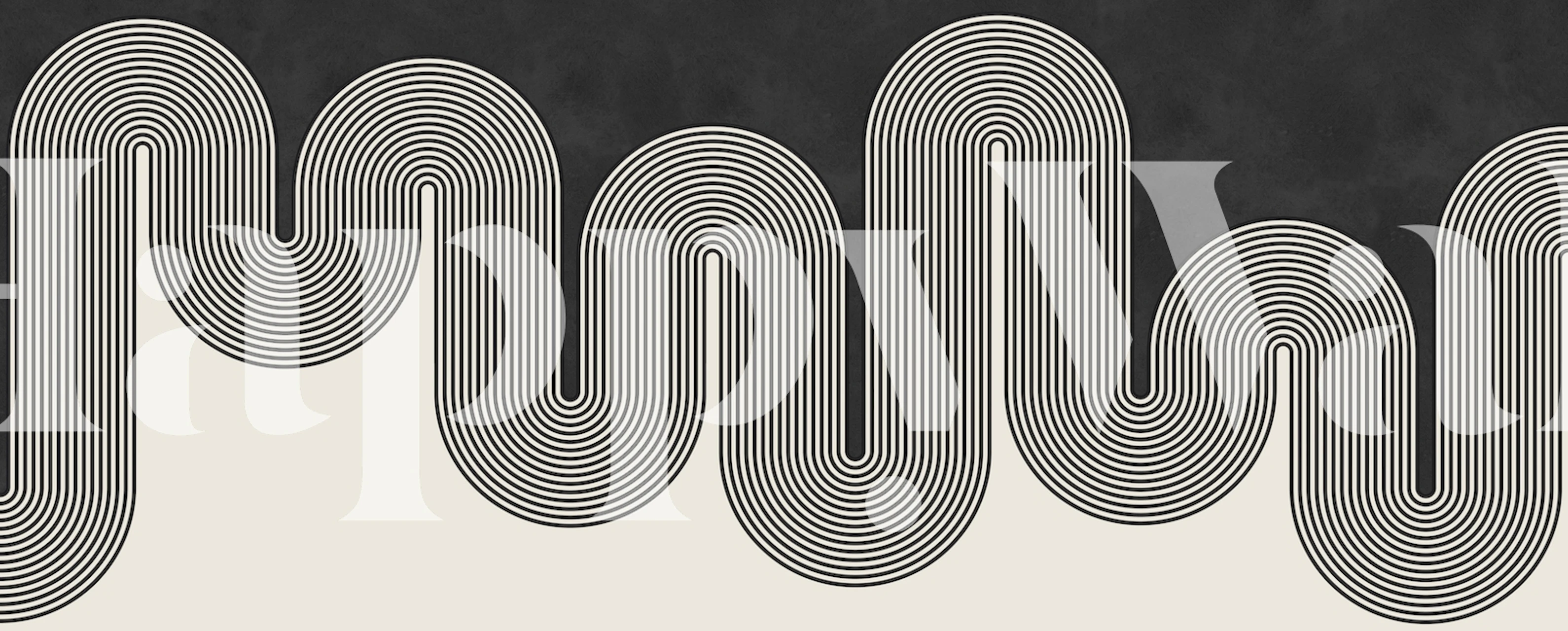 Curvy black and white lines pattern wallpaper