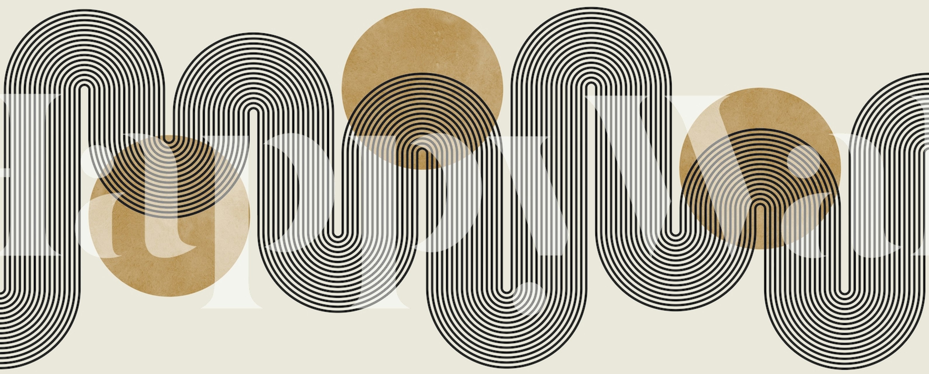 Lines and circles wallpaper design in a room