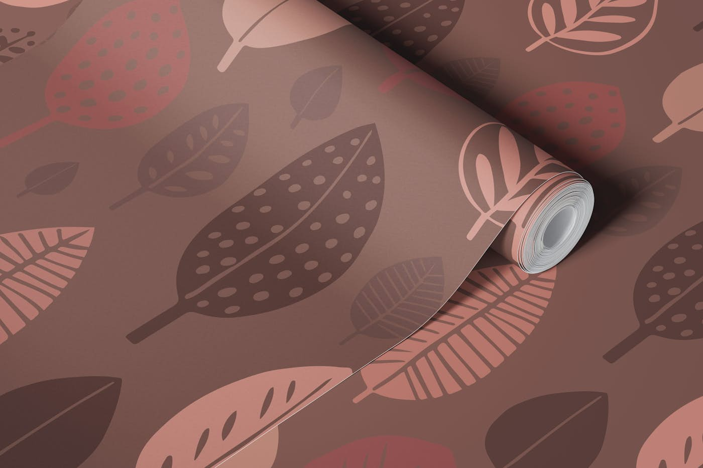 Autumn Simplicity Leaf Shape Pattern Brown wallpaper roll