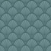 FANDOM Art Deco Fan Scallop - Dusty Blue Teal papel pintado