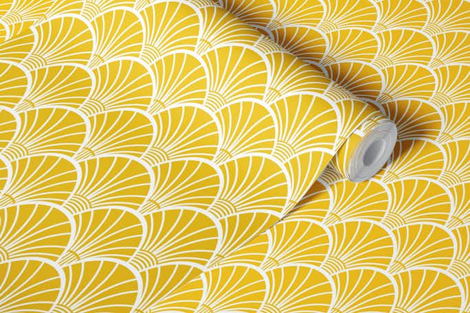 FANDOM Art Deco Fan Scallop - Glam Gold Whitewallpaper roll