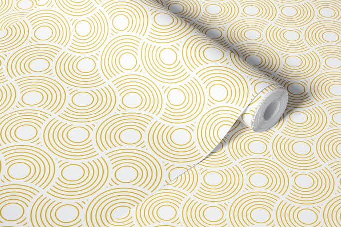 SCALLOP Art Deco Geometric - White Goldwallpaper roll