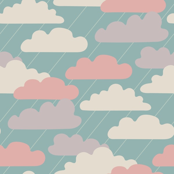RAIN CLOUDS Cozy Cloudy Showers - Soft Blue