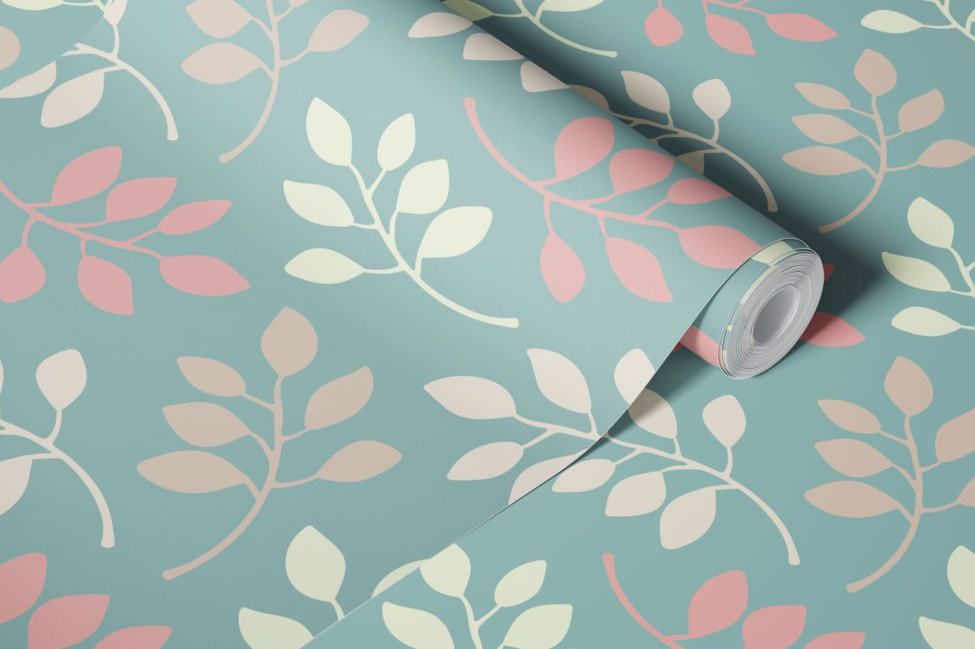 FALLING LEAVES Woodland Forest - Soft Blue wallpaper roll