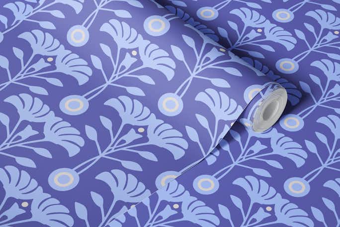 ART NOUVEAU Retro Mid-Century Floral - Purplewallpaper roll