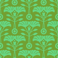 ART NOUVEAU Retro Mid-Century Floral - Olive ταπετσαρία