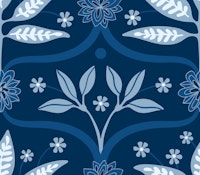 MAHAL Floral Botanical Damask Blue Large tapet