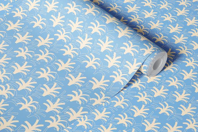 Abstract Palms in Baby Bluewallpaper roll
