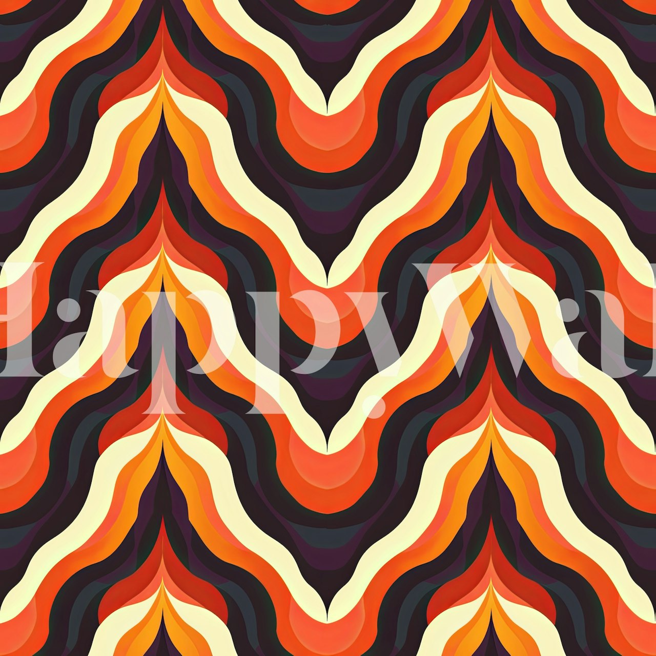 Papel de parede Retro Groovy Pattern em um quarto