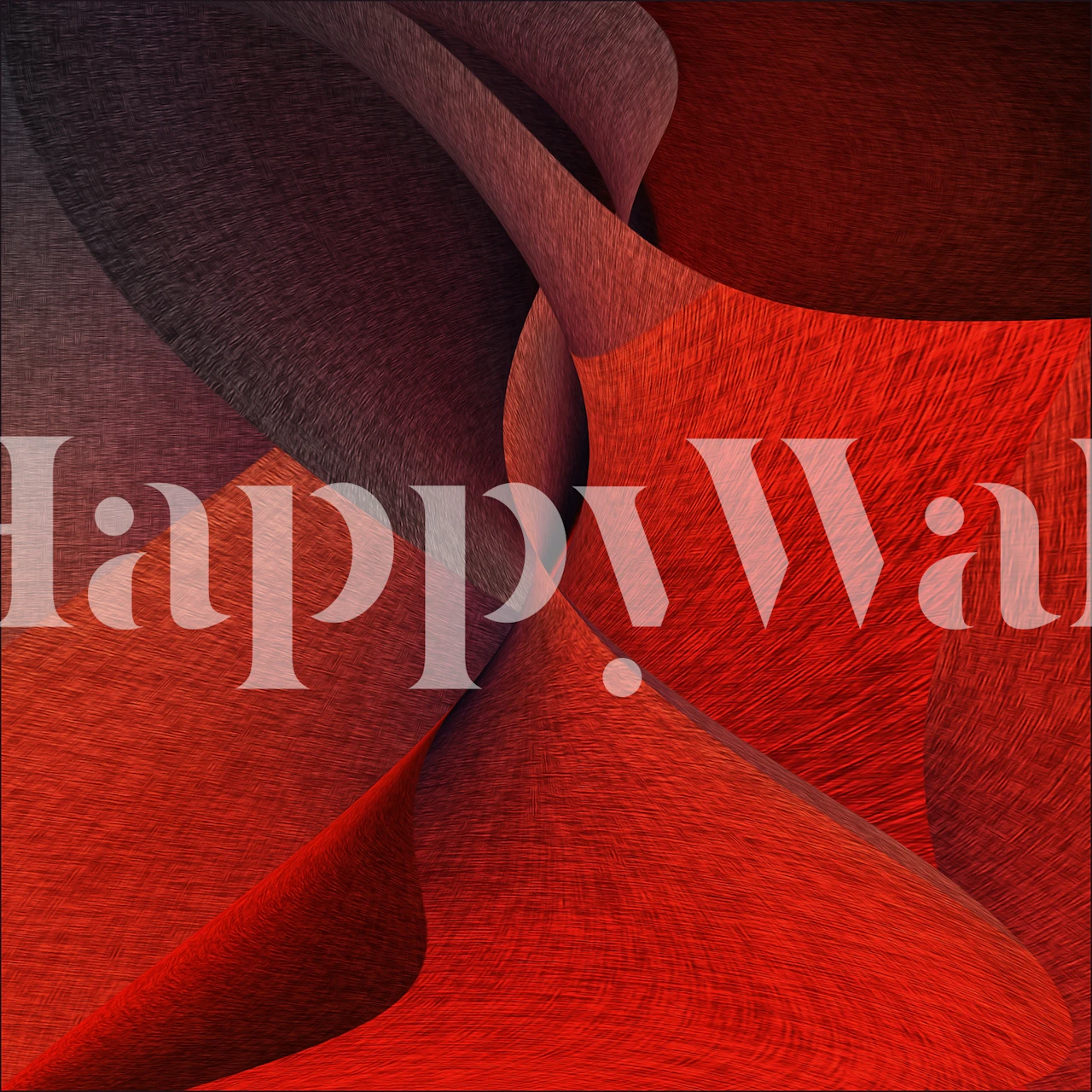 Yioto abstrakt crimson vægmaleri med elegante kurver og skygger