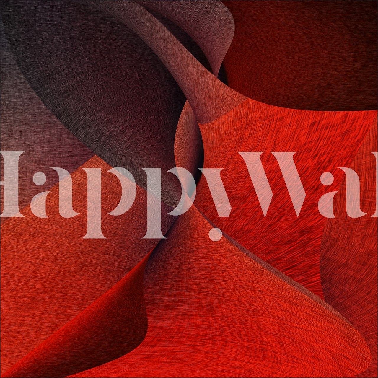 Yioto abstrakt crimson vægmaleri med elegante kurver og skygger