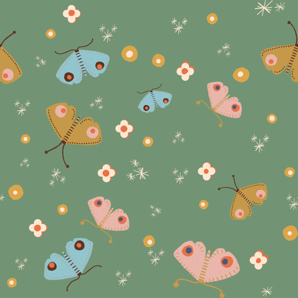 Cute minimal boho butterflies green