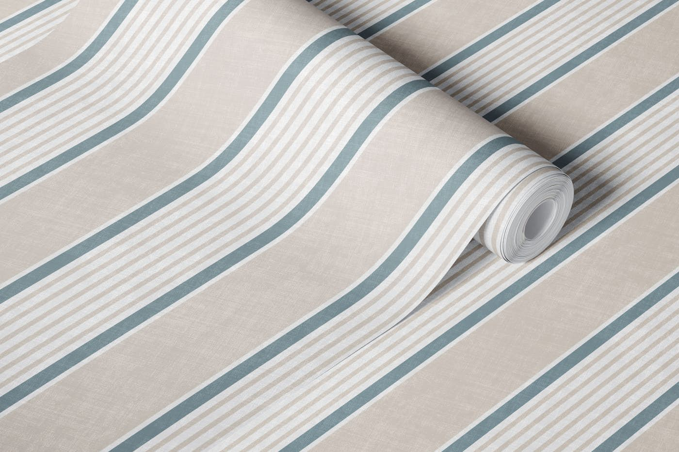 Antique stripes in cream slate blue wallpaper roll