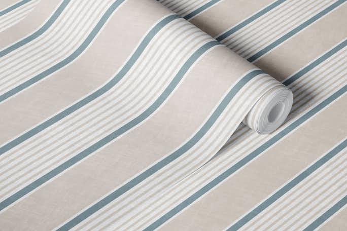 Antique stripes in cream slate bluewallpaper roll