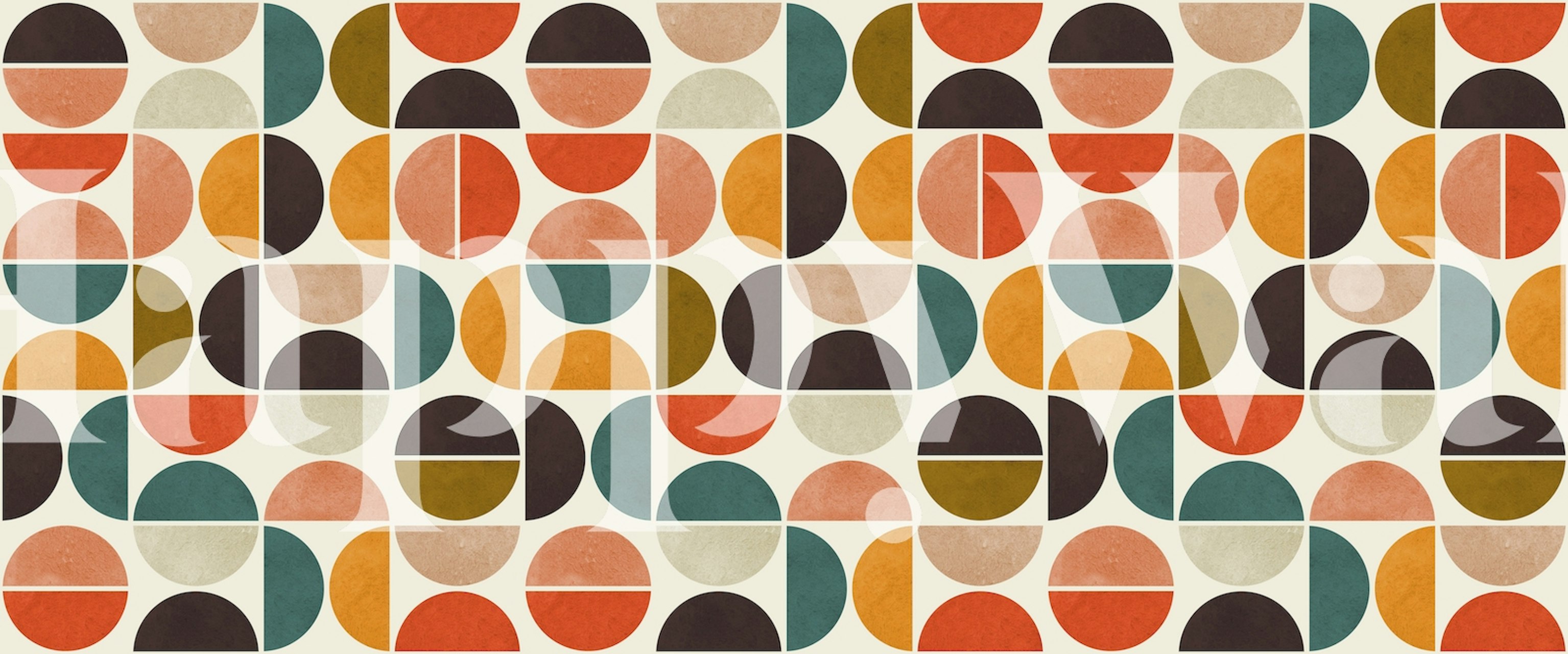 Υπερκείμενοι κύκλοι pattern wall mural με ζεστή παλέτα χρωμάτων