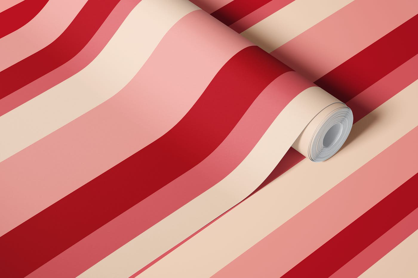 Red and Pink Stripes wallpaper roll