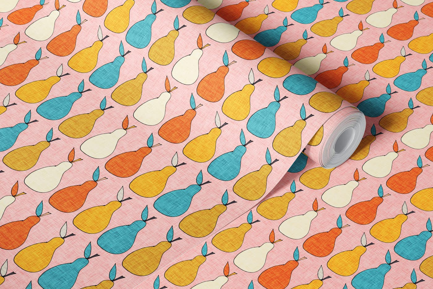 Pear Fruit Pink wallpaper roll