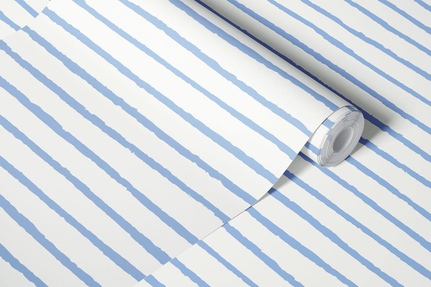 Abstract Stripes_blue on white wallpaper roll